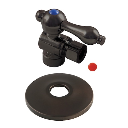 Kingston Brass CC43205K 1/2" Sweat x 3/8" OD Comp Quarter-Turn Angle Stop Valve with Flange, Oil Rubbed Bronze CC43205K